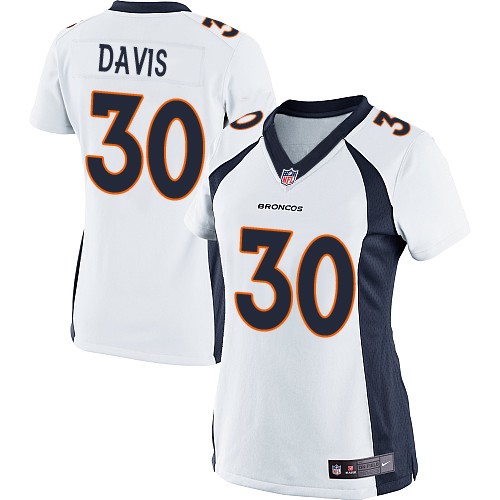 Women's Elite Terrell Davis Nike Jersey White Road - #30 NFL Denver Broncos